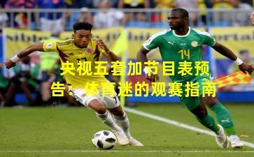 央视五套加节目表预告：体育迷的观赛指南